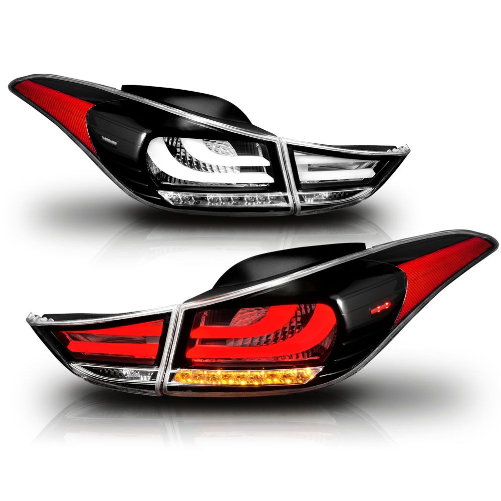 20112013 Hyundai Elantra Fiber Optic Style LED Tail Lights Black