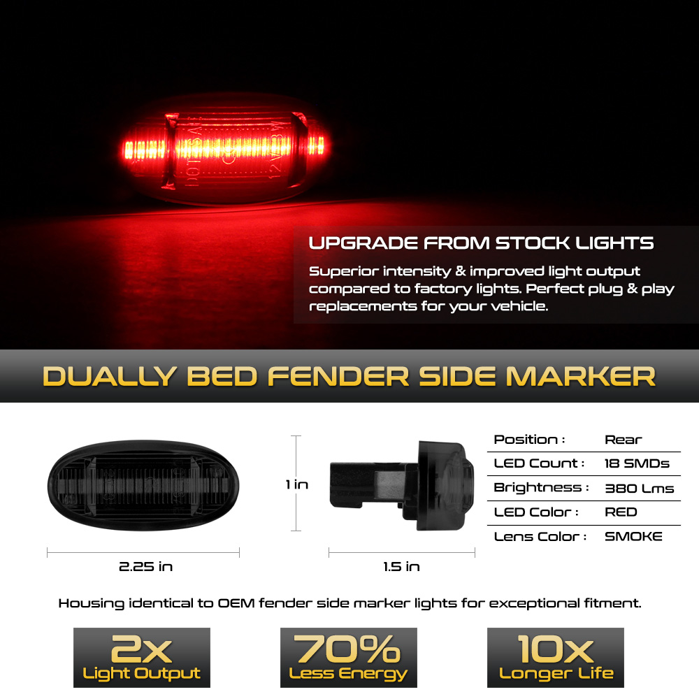 1122 Ford F350/F350 Dually LED Dually Fender Marker Lights Amber