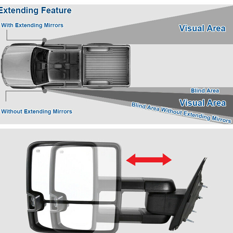 Factory Style Tow Mirrors 1418 Chevy Silverado / GMC Sierra Power
