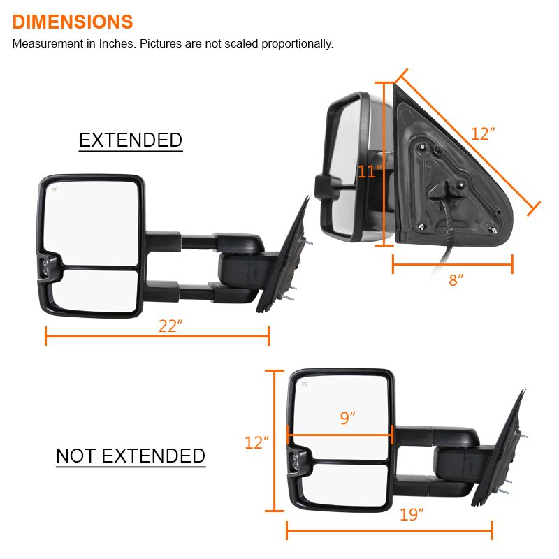 Factory Style Tow Mirrors 1418 GMC Sierra / Chevy Silverado Power