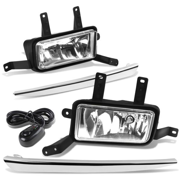 1518 Chevy Tahoe/Suburban Clear Lens Chrome Cover Fog Light+Switch+Harness