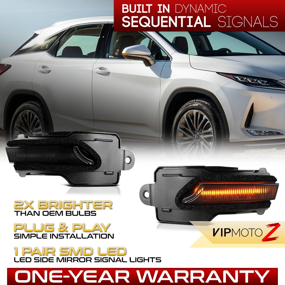 1521 Lexus NX300 RX350 Sequential LED Side Mirror Lights Smoked LACMIRLENX15SEQSM