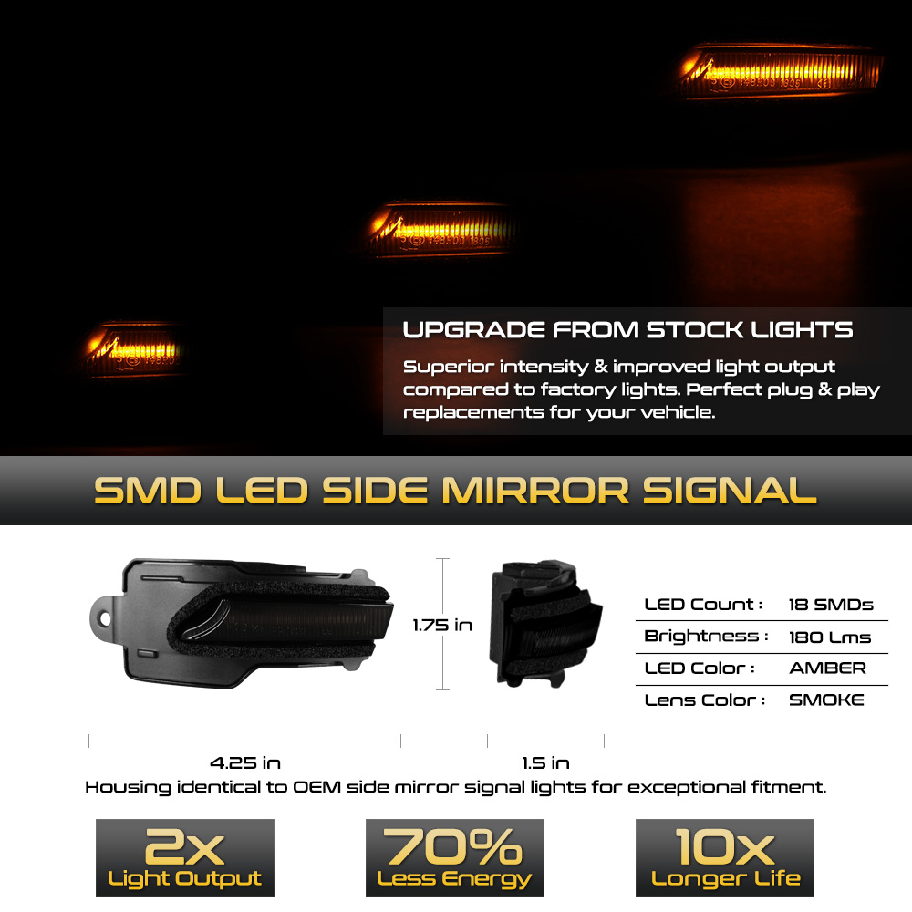 1521 Lexus NX300 RX350 Sequential LED Side Mirror Lights Smoked