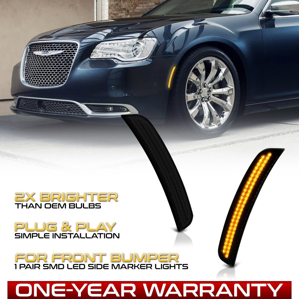 1522 Chrysler 300 Amber LED Side Marker Lights Smoked Lens LACSML