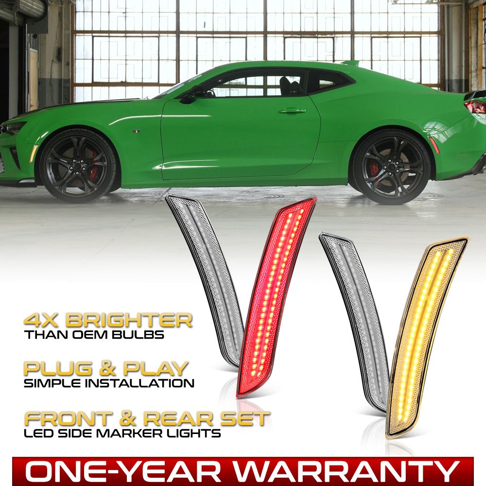 16-22 Chevy Camaro Clear Lens LED Side Marker Lights - Amber & Red