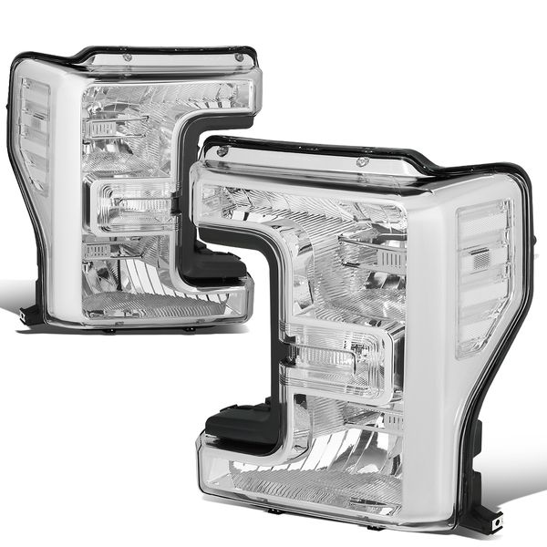FOR 87-91 FORD F150 F250 BRONCO CHROME HOUSING AMBER CORNER HEADLIGHT HEAD LAMPS - Foto 3