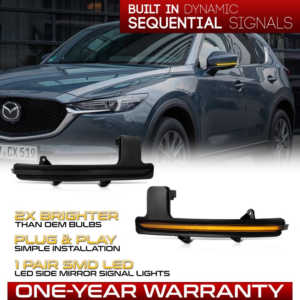1722 Mazda CX5 Sequential LED Side Mirror Lights Smoked LACMIRMAC517V2SEQSM