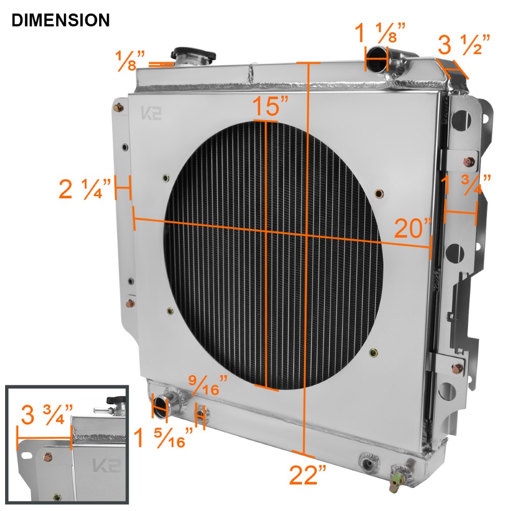 19872006 Jeep Wrangler TJ/YJ 2.4L 4.2L 3 Row Core Cooling Radiator+Fan