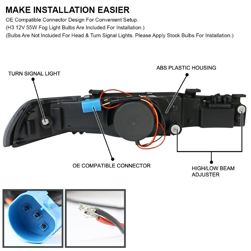 SpecD Tuning 19901993 Acura Integra Headlights w/ Corner Signal Lamp