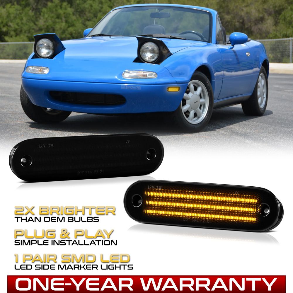 19902005 Mazda Miata MX5 Amber LED Side Marker Lights Smoked Lens
