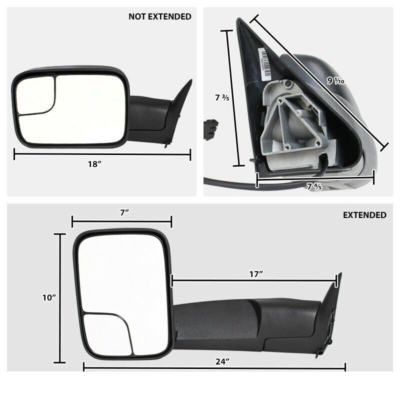 Factory Style Tow Mirrors 9497 Dodge Ram [Power Adjust] Telescoping