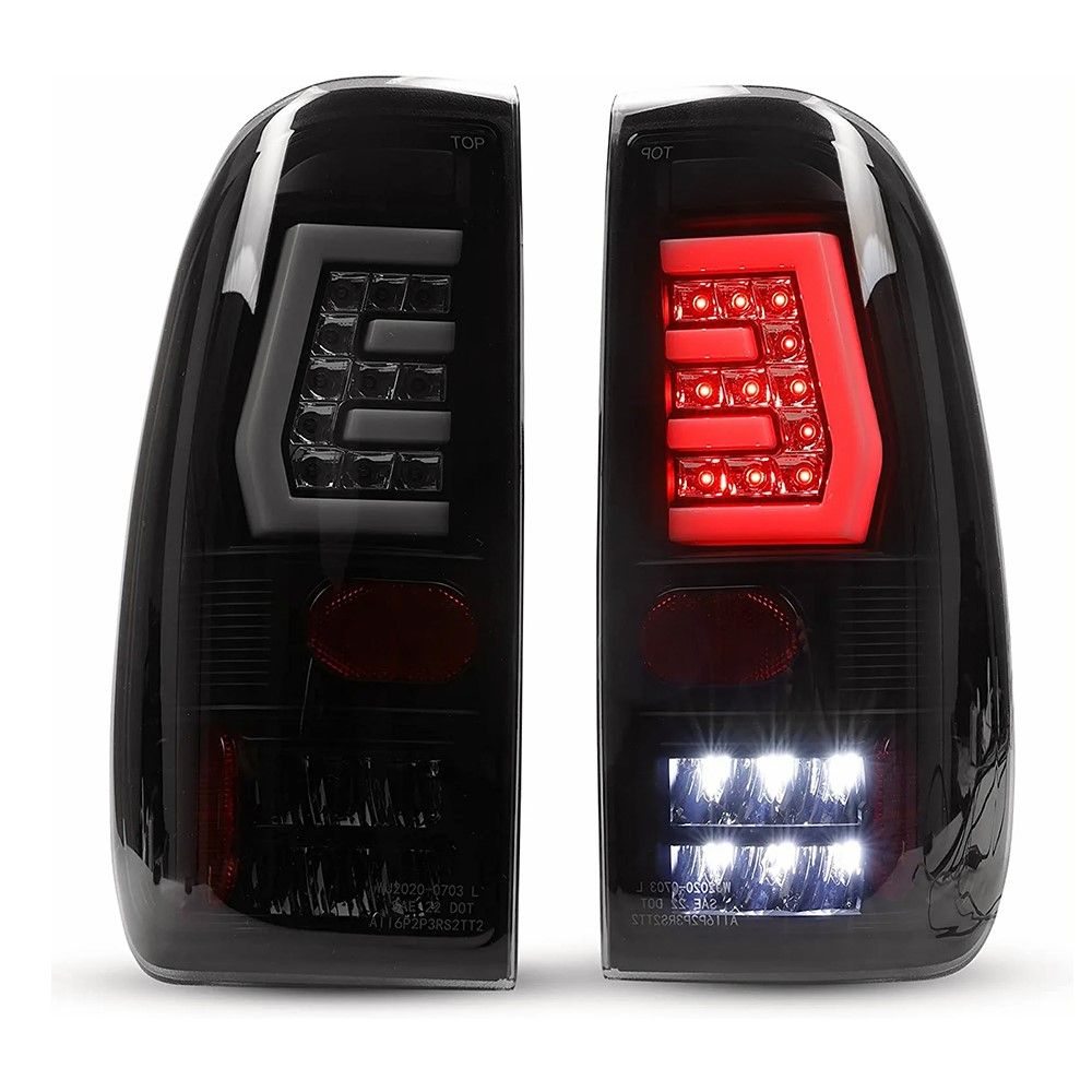 Luces Traseras LED En Rojo Y Cristal Para Ford F150 1997-2003 Y F250/F350 SuperDuty 1999-2007, Estilo Tubo, Cromo