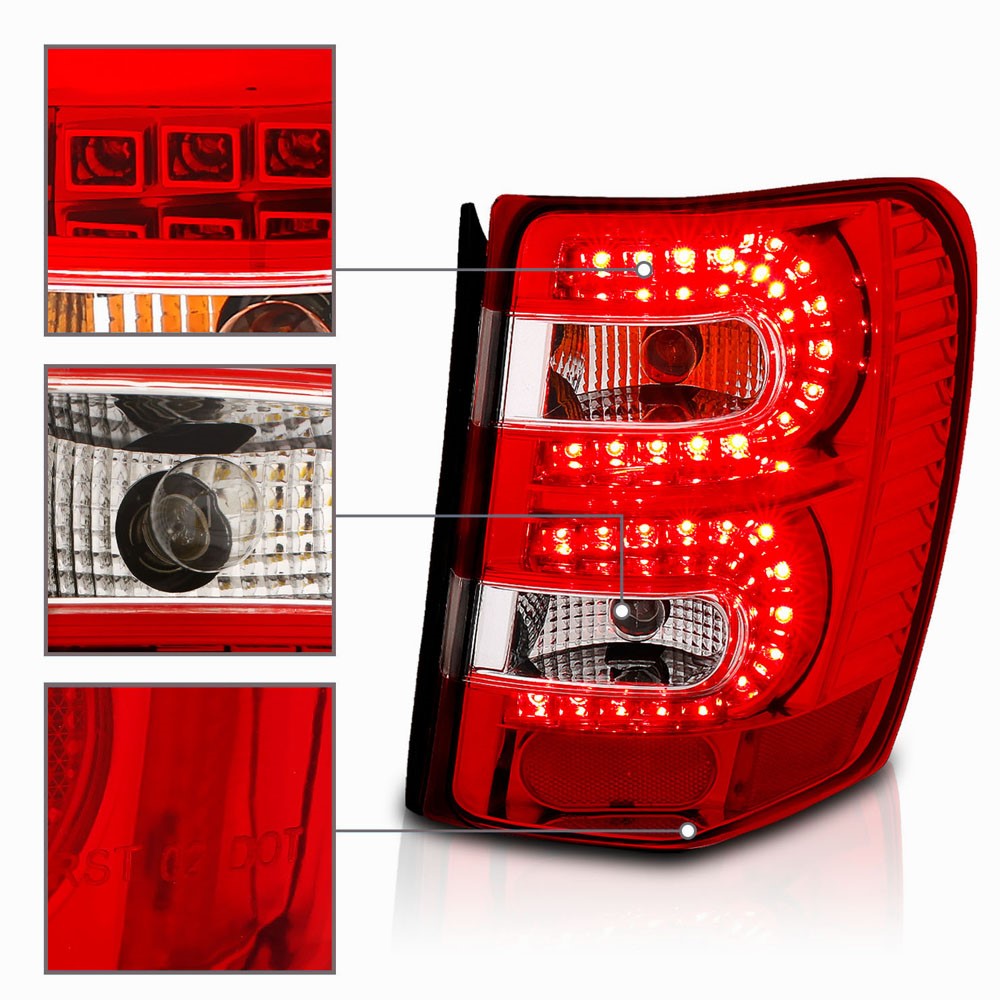 19992004 JEEP Grand Cherokee LED Tail Lights Red / Clear