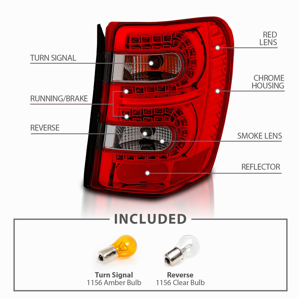 19992004 JEEP Grand Cherokee LED Tail Lights Red / Smoked