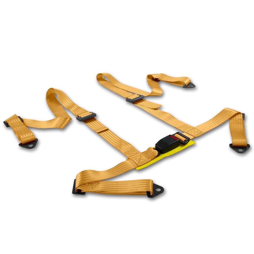 TANAKA Universal 4-Point Camlock Racing Seat Belt Harnesses – Dark Gold, 2” Nylon, Pair (TA-SAB-4CDY)