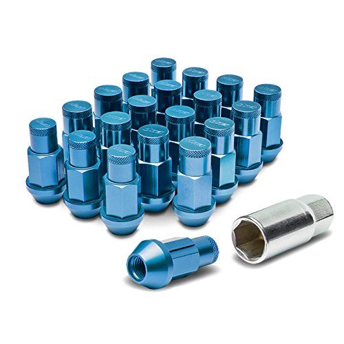 20Piece M12 x 1.25 Extended Long Wheel Lug Nuts+Lock Blue