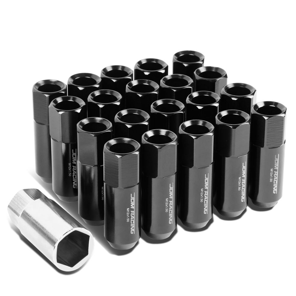 20Piece M12 x 1.5 Aluminum Alloy Wheel Lug Nuts+Adapter Key (Black)