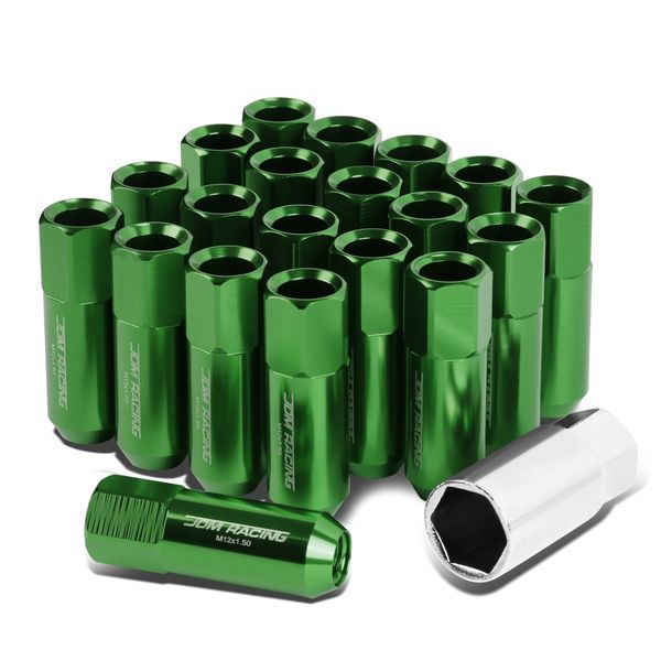 20Piece M12 x 1.5 Aluminum Alloy Wheel Lug Nuts+Adapter Key (Green)