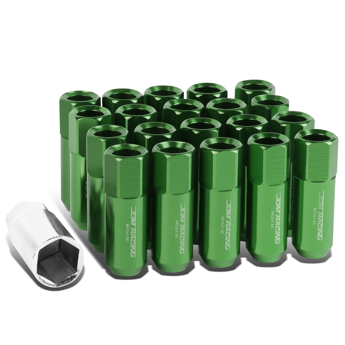 20Piece M12 x 1.5 Aluminum Alloy Wheel Lug Nuts+Adapter Key (Green)