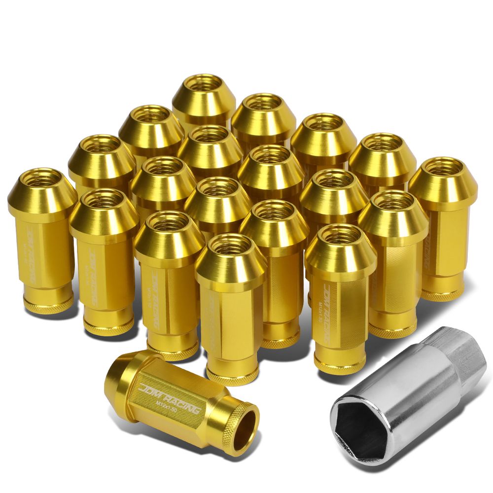 20Piece M12 x 1.5 Extended Aluminum Alloy Wheel Lug Nuts+Adapter Key Gold