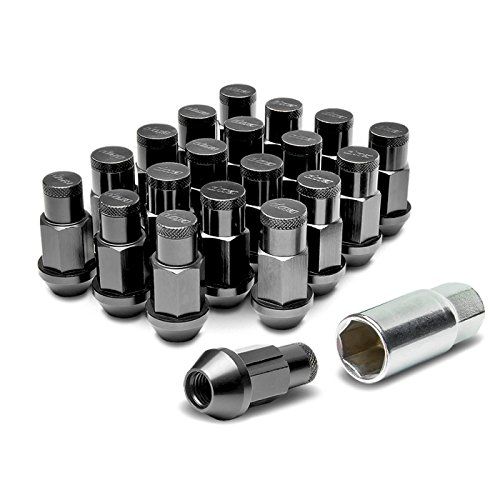 20Piece M12 x 1.5 Extended Long Wheel Lug Nuts+Lock Black