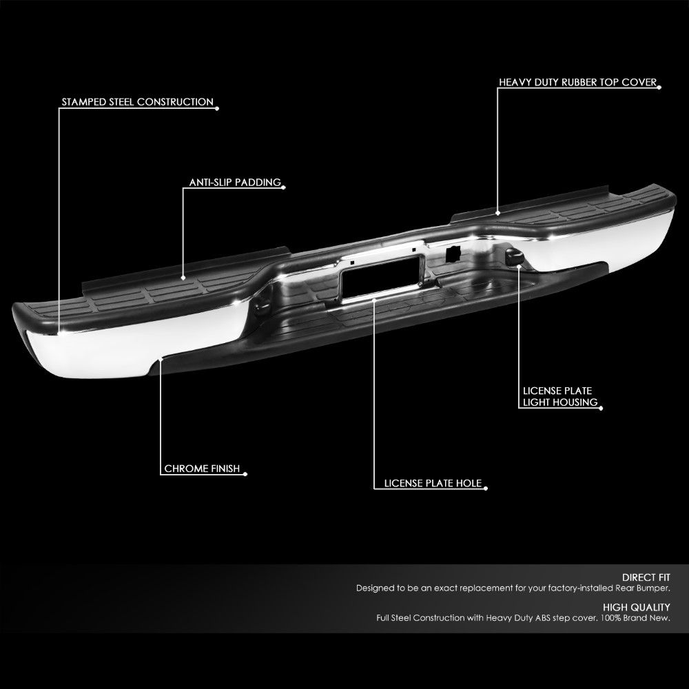 20012007 Chevy Silverado / GMC Sierra 2500HD 3500 Rear Step Bumper w/ License Plate Lights