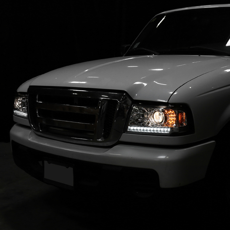 2001-2011 Ford Ranger Chrome LED Strip Projector Headlights
