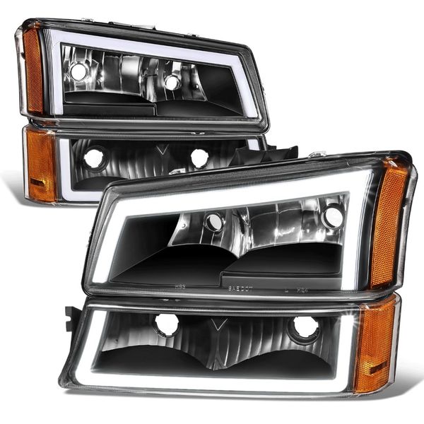 Front Chrome Headlights Bumper Lamps For 2003-2006 Chevy Silverado 1500 2500 E - Foto 3