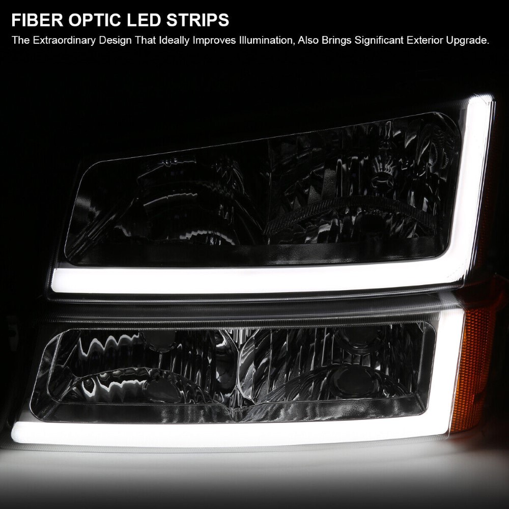 Chevy Silverado Headlights Tail Lights Full Lighting Kit For 2003-2006 Chevy Silverado - Chrome Headlights & Red Tail Lights Pair Headlight Assemblies For 2003 Chevrolet Chevy Pickup