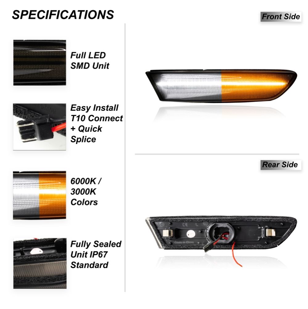 20032007 G35 Coupe Smoked Front Side Markers w/ 6000K White LED DRL