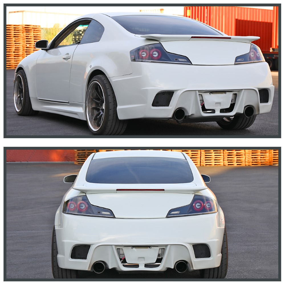 20032007 Infiniti G35 Coupe LED Dual Red Halo Sequential Turn Signal LED Tail Lights Matte