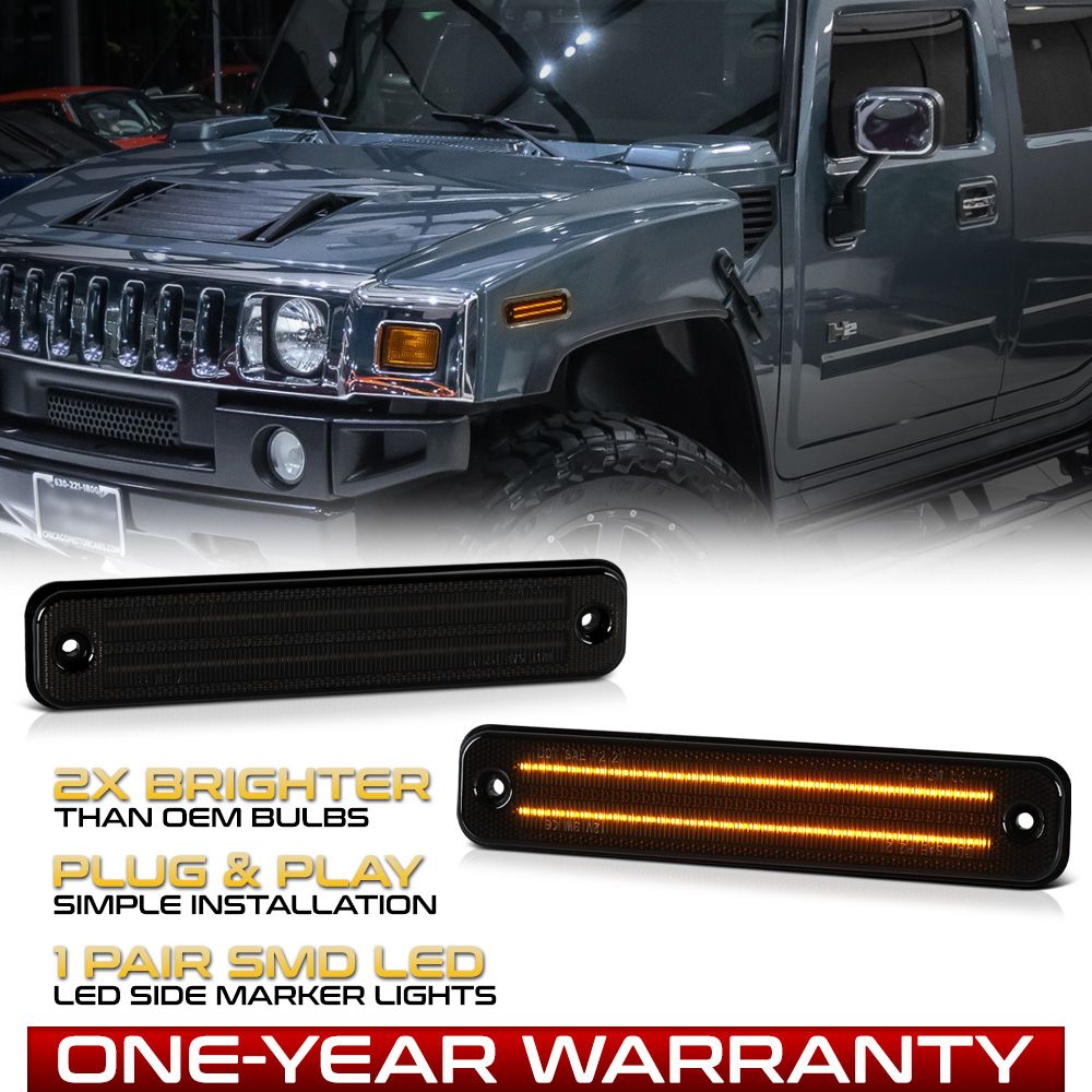 20032009 Hummer H2 Amber LED Side Marker Lights Smoked LACSMLFFHUM203AMSM