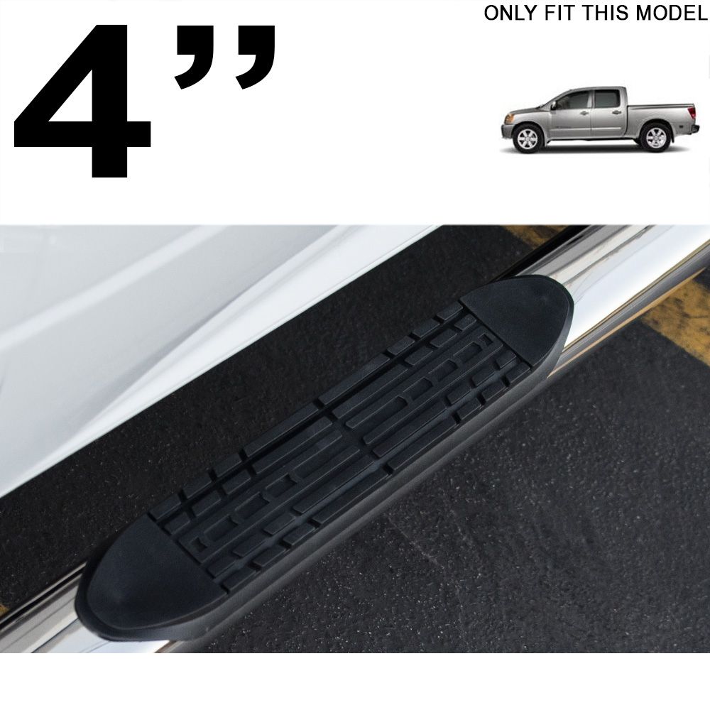 20042020 Nissan Titan Crew 4" Oval Side Step Nerf Bars Chrome