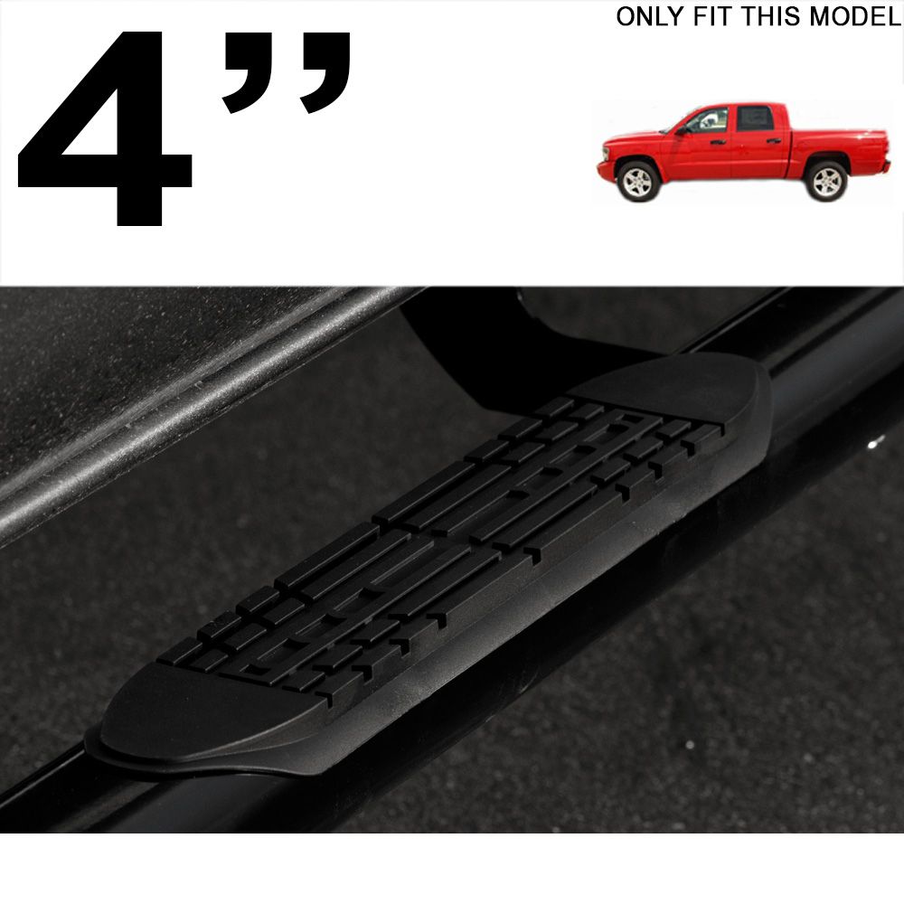 20052011 Dodge Dakota Quad/Crew 4" Oval Side Step Nerf Bars Black
