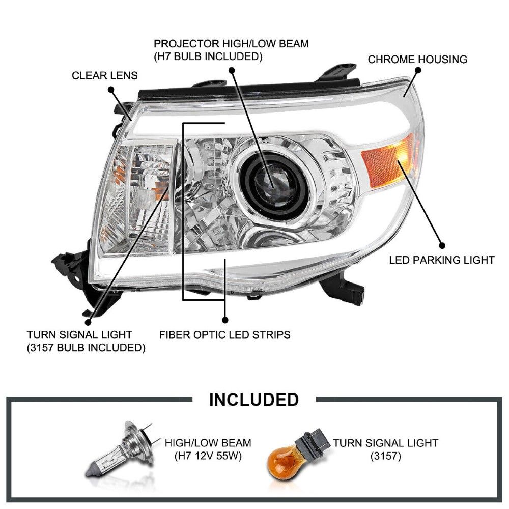 20052011 Toyota LED Tube Projector Headlights Headlamps