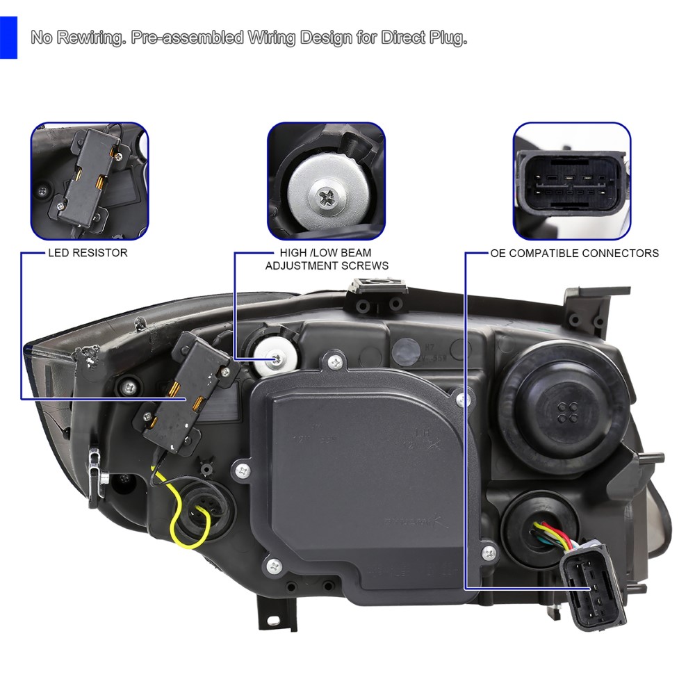 20062011 BMW E90 3 Series 4Dr Dual Projector Headlights w/ 3D LED Tube & Sequential Turn