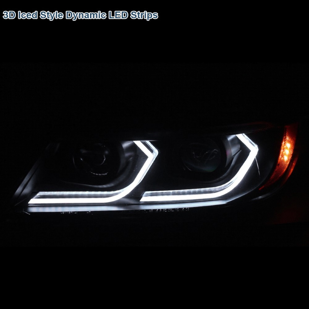 20062011 BMW E90 3 Series 4Dr Dual Projector Headlights w/ 3D LED Tube & Sequential Turn