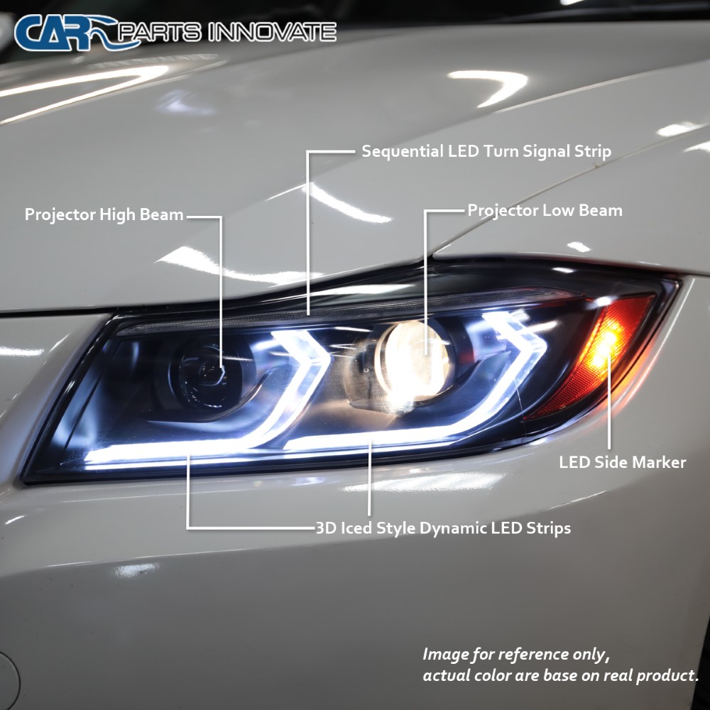 20062011 BMW E90 3 Series 4Dr Dual Projector Headlights w/ 3D LED Tube & Sequential Turn