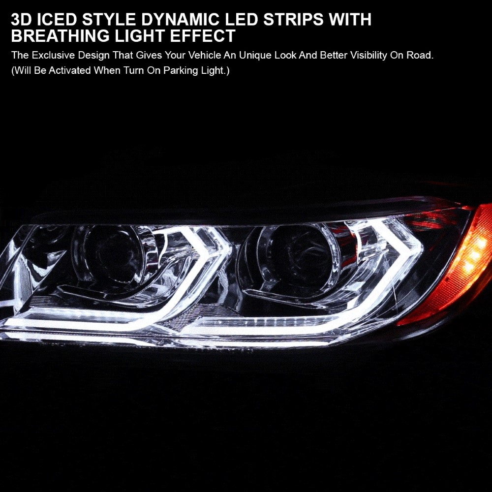 20062011 BMW E90 3 Series 4Dr Dual Projector Headlights w/ 3D LED Tube & Sequential Turn