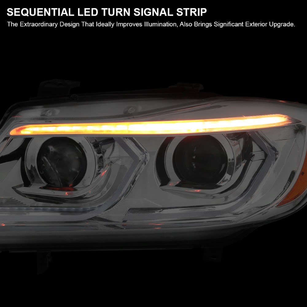 20062011 BMW E90 3 Series 4Dr Dual Projector Headlights w/ 3D LED Tube & Sequential Turn