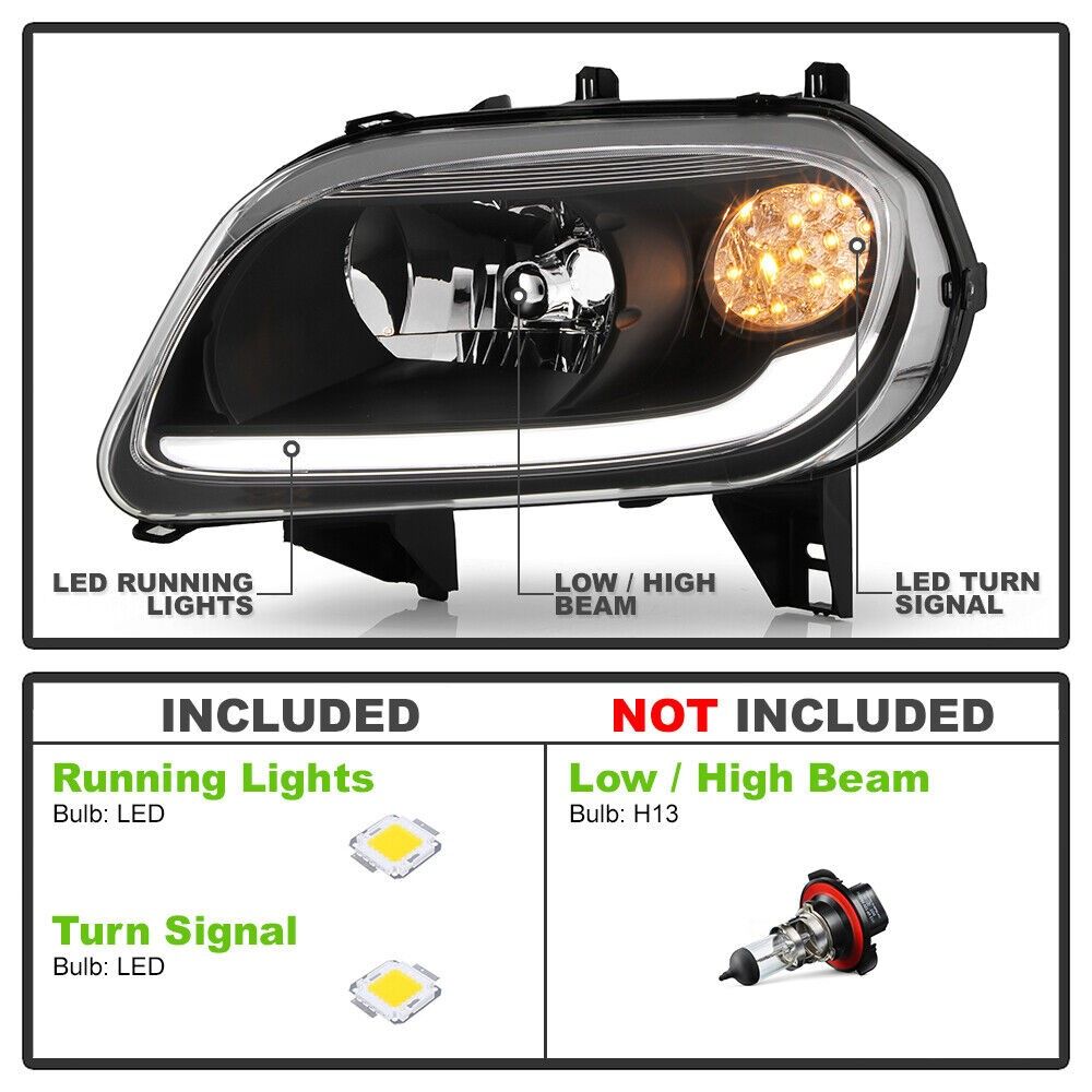 20062011 Chevy HHR Reflector Headlights w/ LED Running Light & Amber
