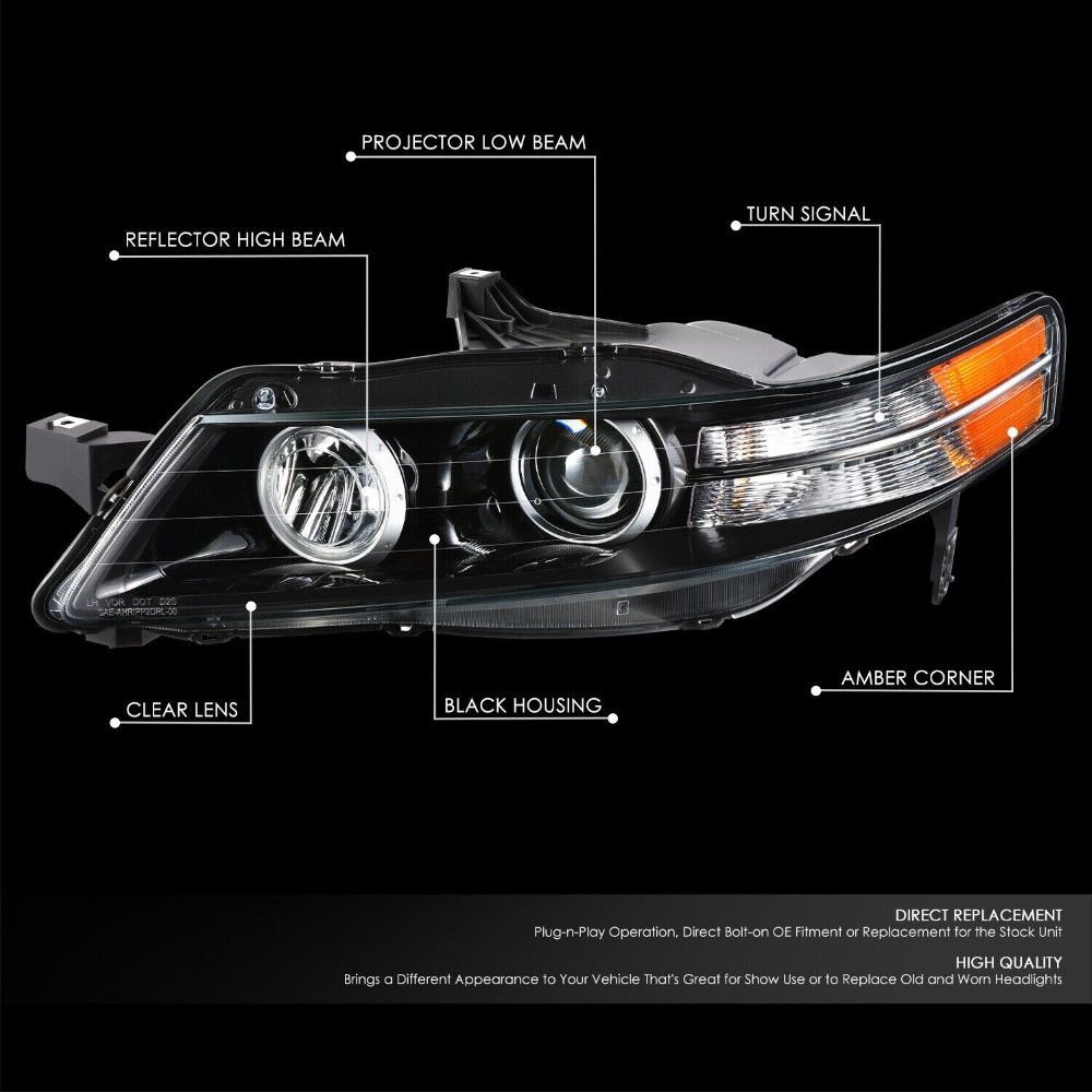 20072008 Acura TL Type S OE Style Projector HID Headlight Assembly
