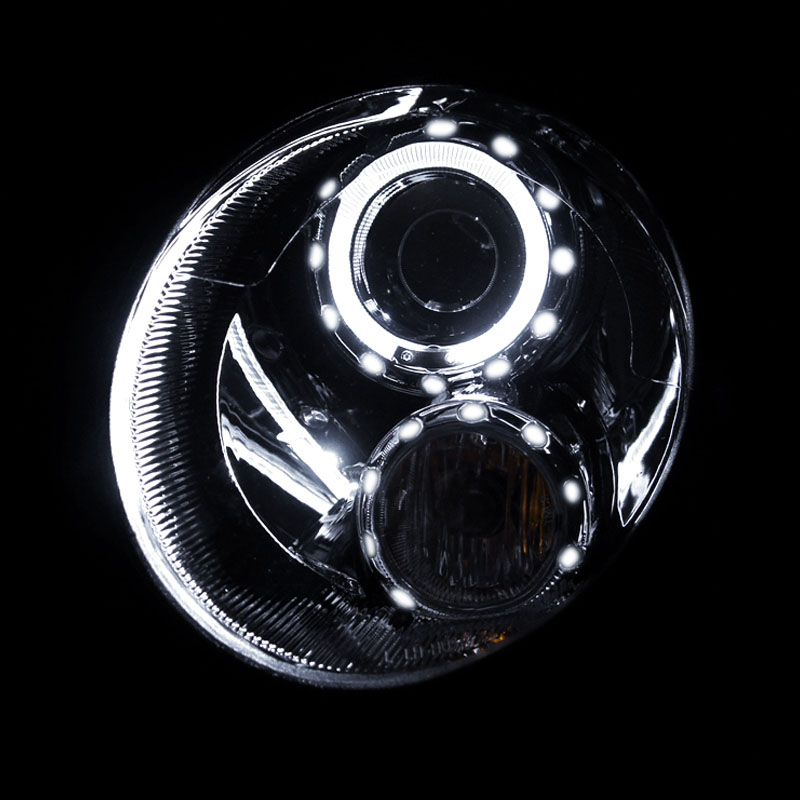 HID Xenon + 0711 Mini Cooper Angel Eye Halo Projector Headlights Chrome