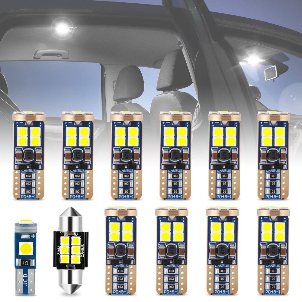 8-Piece White LED Interior Light Kit For 2007-2011 Toyota Camry - Bright 5000K Upgrade