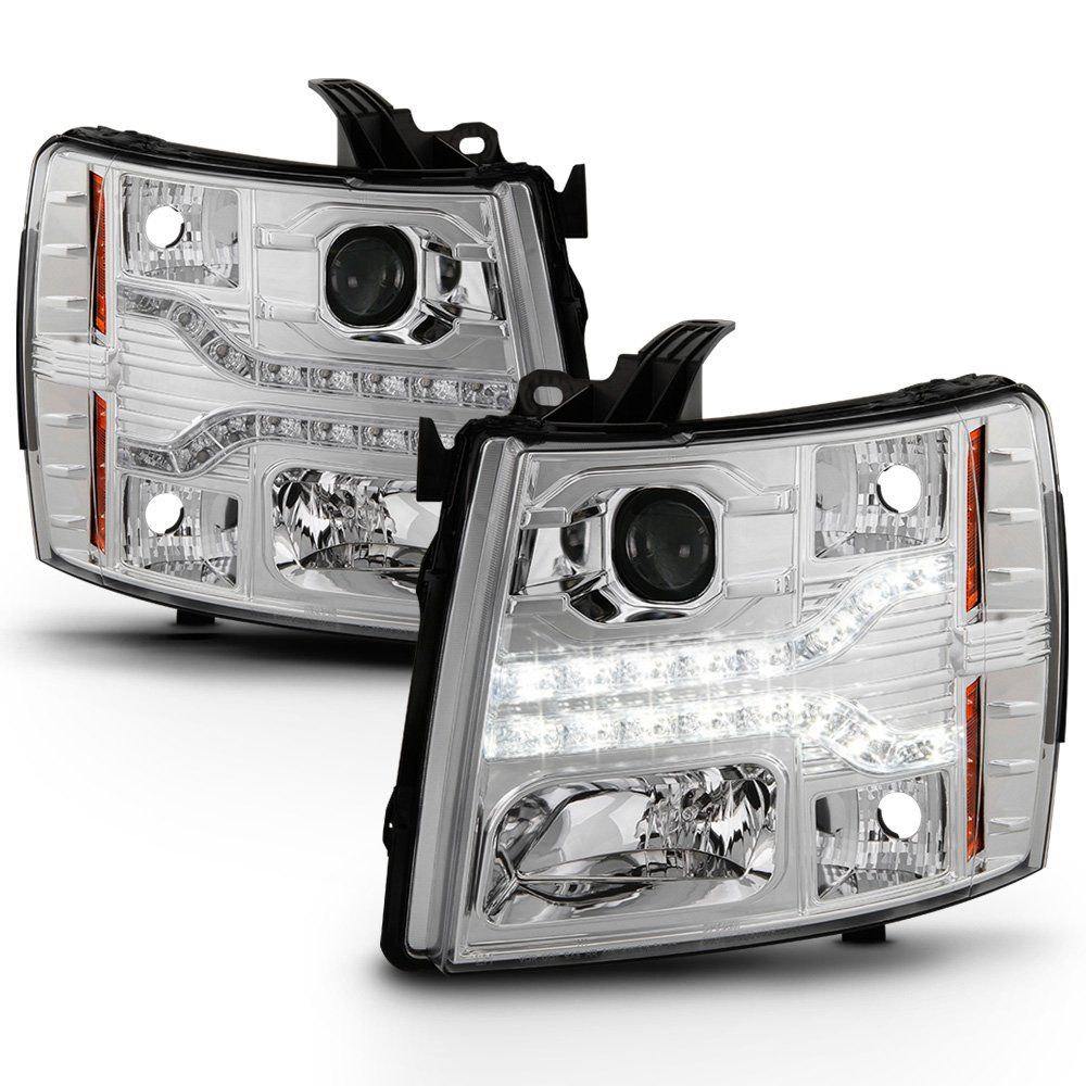 LED DRL Headlights & Tail Lights For 2003-2007 Chevy Silverado 1500/2500/3500 – Black Housing