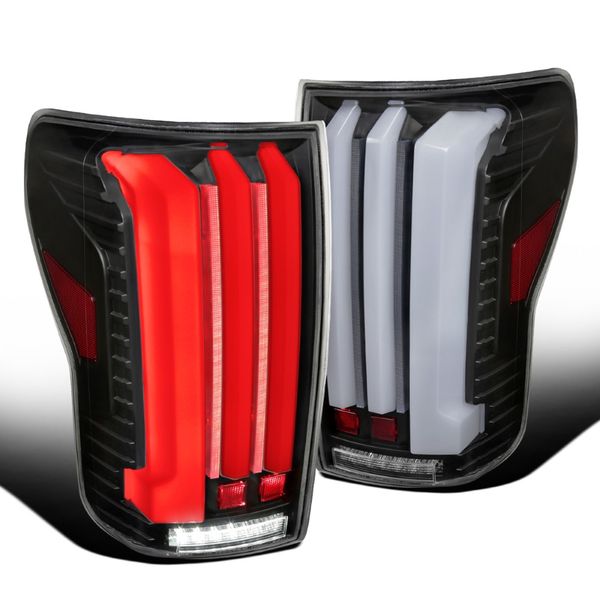 AmeriLite For 2007-2013 Toyota Tundra Pickup Dark Black [Full LED] Dual C-Type Tube Replacement Tail Lights Brake Lamp In | Whizz Tail Light Assemblies - Foto 4