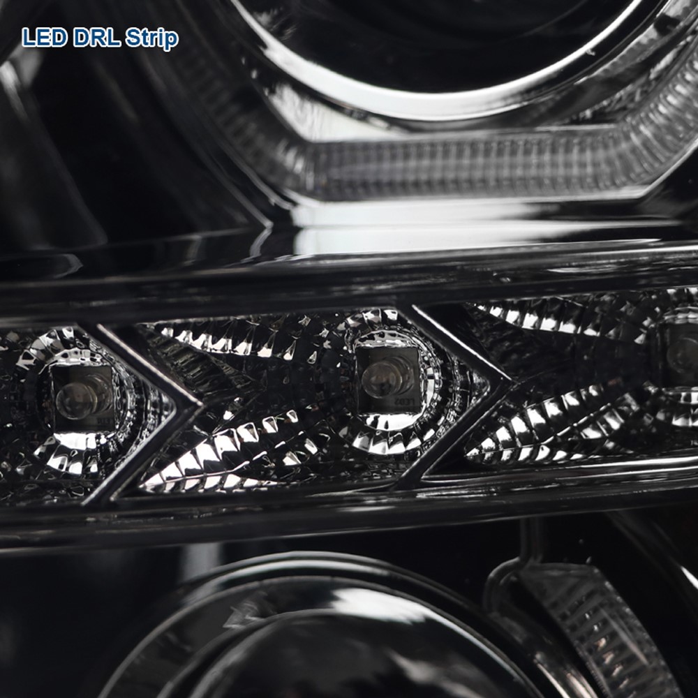 20072014 Chevy Silverado LED UHalo Smoke Tinted Projector Headlights