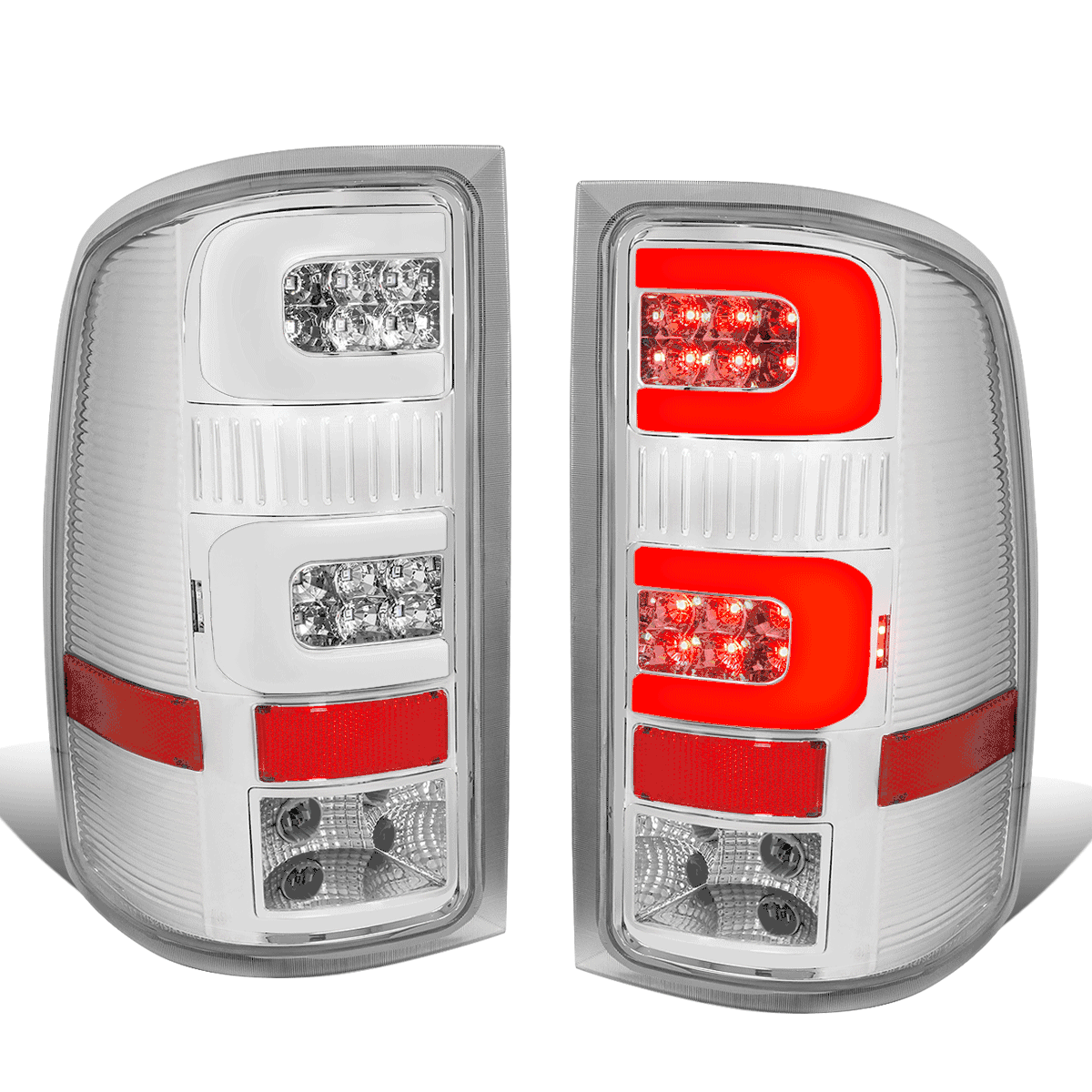 20072014 GMC Sierra 1500 2500 HD LED CTube Bar Tail Lights Chrome