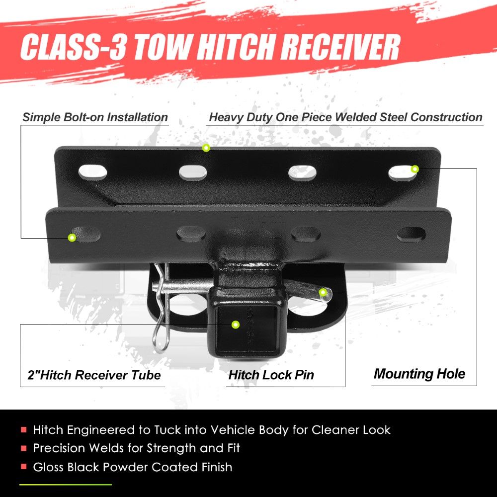 20072018 Jeep Wrangler JK Class3 Trailer Rear Bumper Tow Hitch Receiver 2" THN022