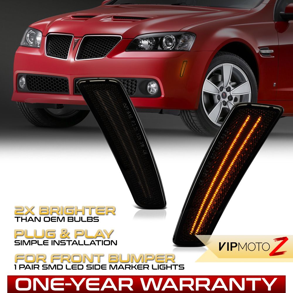 Smoked LED Side Marker Lights For 2011-2015 Chevy Cruze - White, Plug & Play